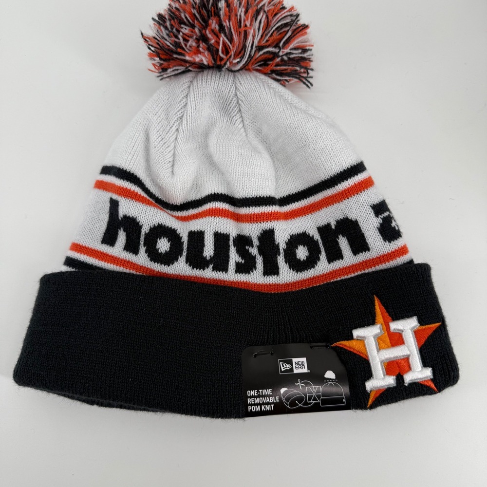 New Era Houston Astros Knit‎ Beanie Hat One Time Removable Pom OSFM